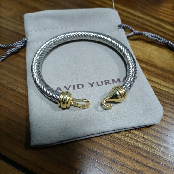 David Yurman Cable Classic Buckle Bracelet with 14K Gold,7mm - Picture 1 of 4